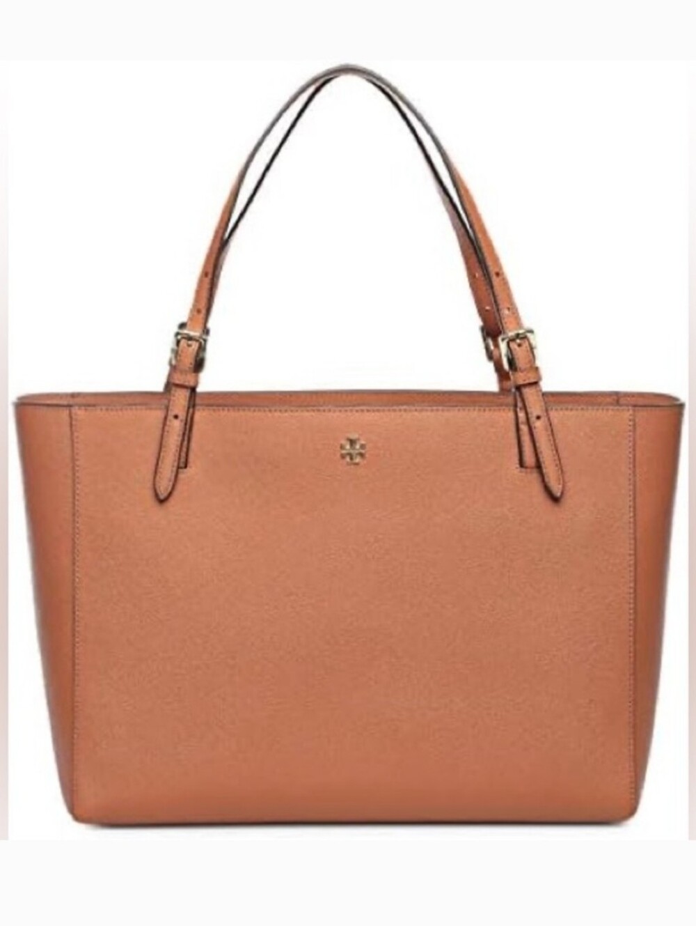 Tory Burch Cognac Leather Tote with Logo